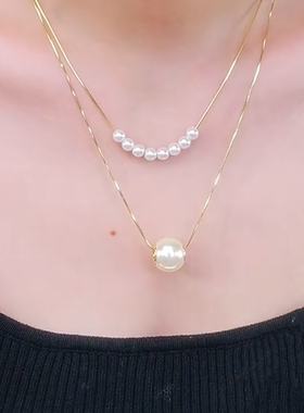 2025新款双层珍珠项链气质百搭女