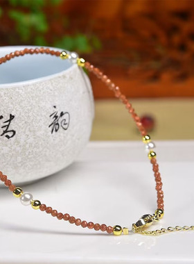 天然金沙石玛瑙手链 淡水珍珠手串异形巴洛克珍珠手链