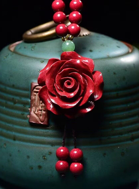 天然原矿朱砂 紫砂毛衣链 玫瑰花项链纯手工制作精工细作做工精美