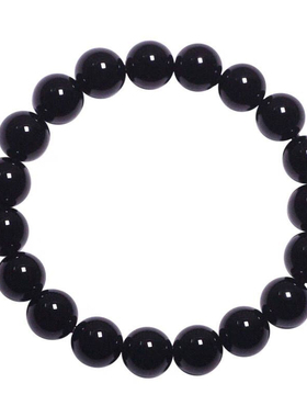 纯天然乌金黑曜石单圈手链男女款水晶佛珠手串本命年生日礼物饰品