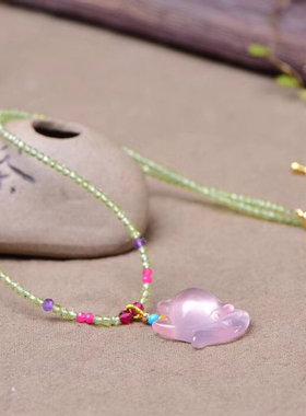 天然锁骨链狐狸吊坠