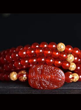 天然虚空藏红玛瑙属虎本命佛手串