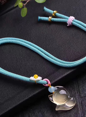 天然黄水晶狐狸吊坠 天然黄水晶萌狐挂坠 黄水晶灵狐大头狐项坠