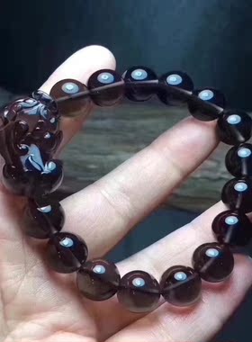 天然冰种黑曜石男女款貔貅手链