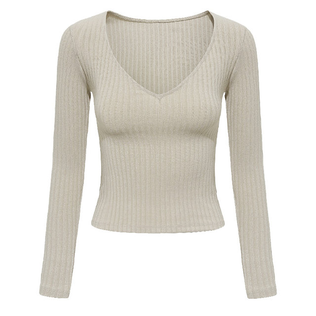 European and American solid color sexy long-sleeved T-shirt bottoming shirt