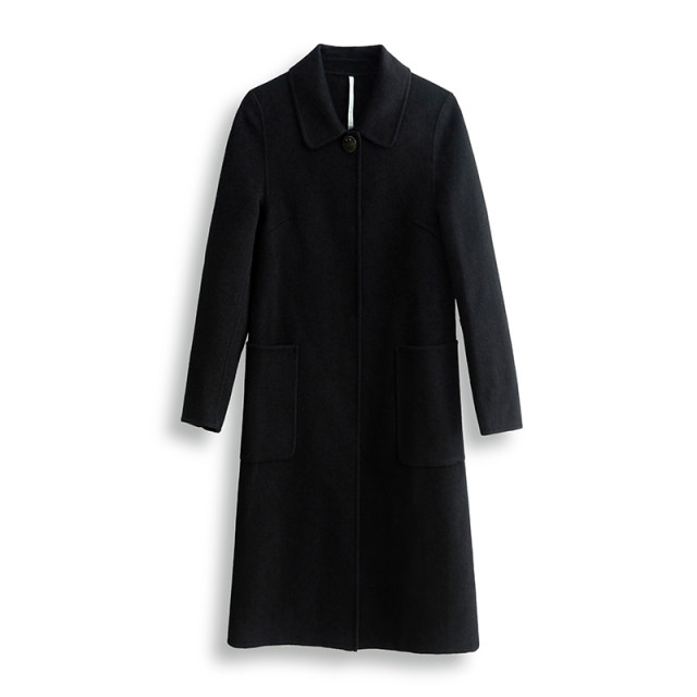 双面羊绒大衣女2025新款秋冬黑色毛呢外套中长款羊毛加厚呢子大衣
