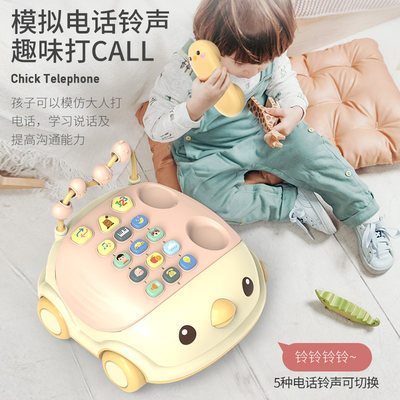 宝宝拖拉玩具电话车走路拉绳儿童拉拉车拉拉线车1 2岁拖着走的车3 虎窝淘