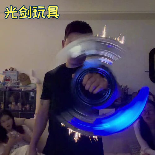 光剑玩具抖音同款涡环火旋火花剑双刃剑旋转出刃伸缩激发光批发 - 图2