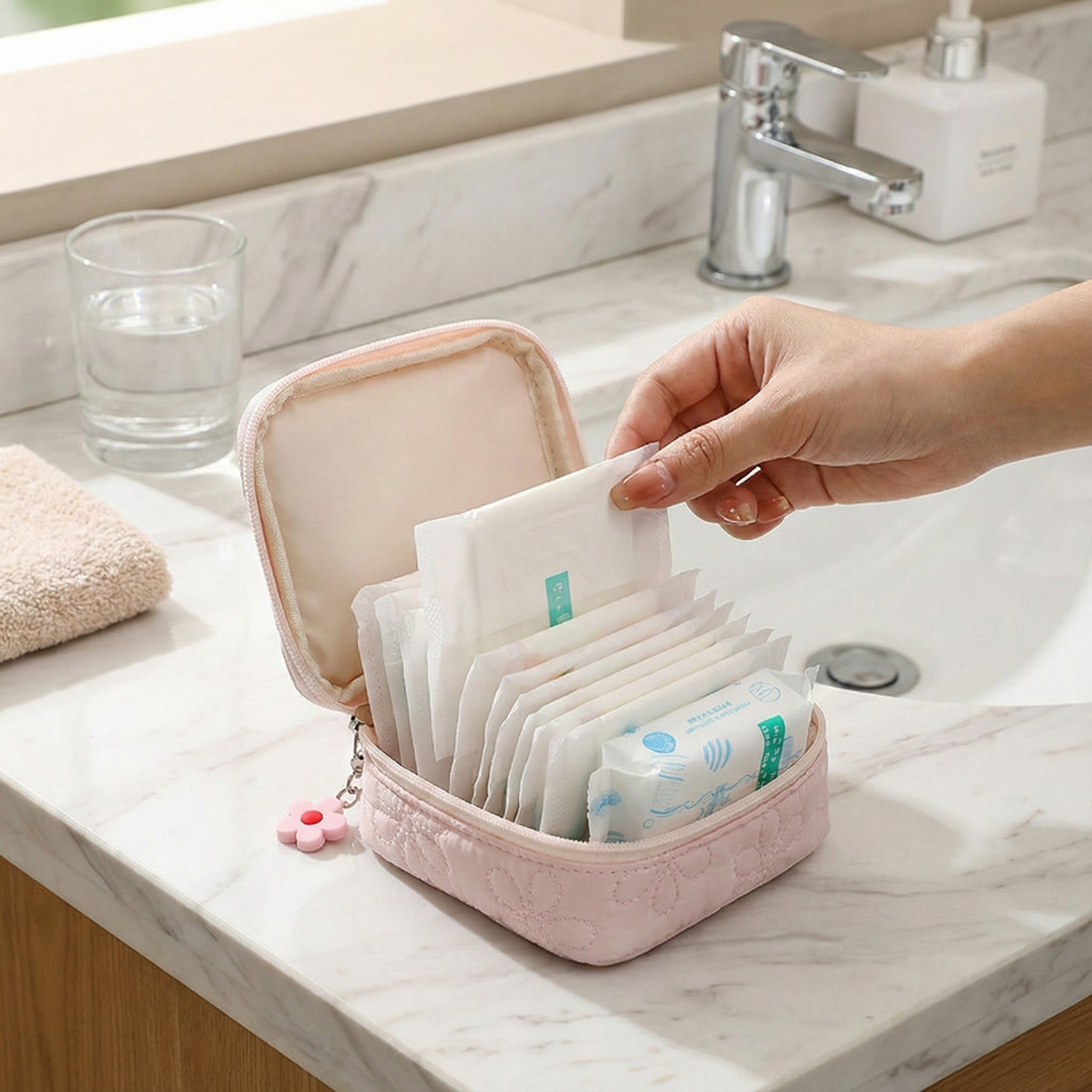 可爱小花杂物收纳袋卫生棉包耳机包口红包数码整理包零钱包,淘宝优惠券,粉丝福利购,淘宝优惠卷