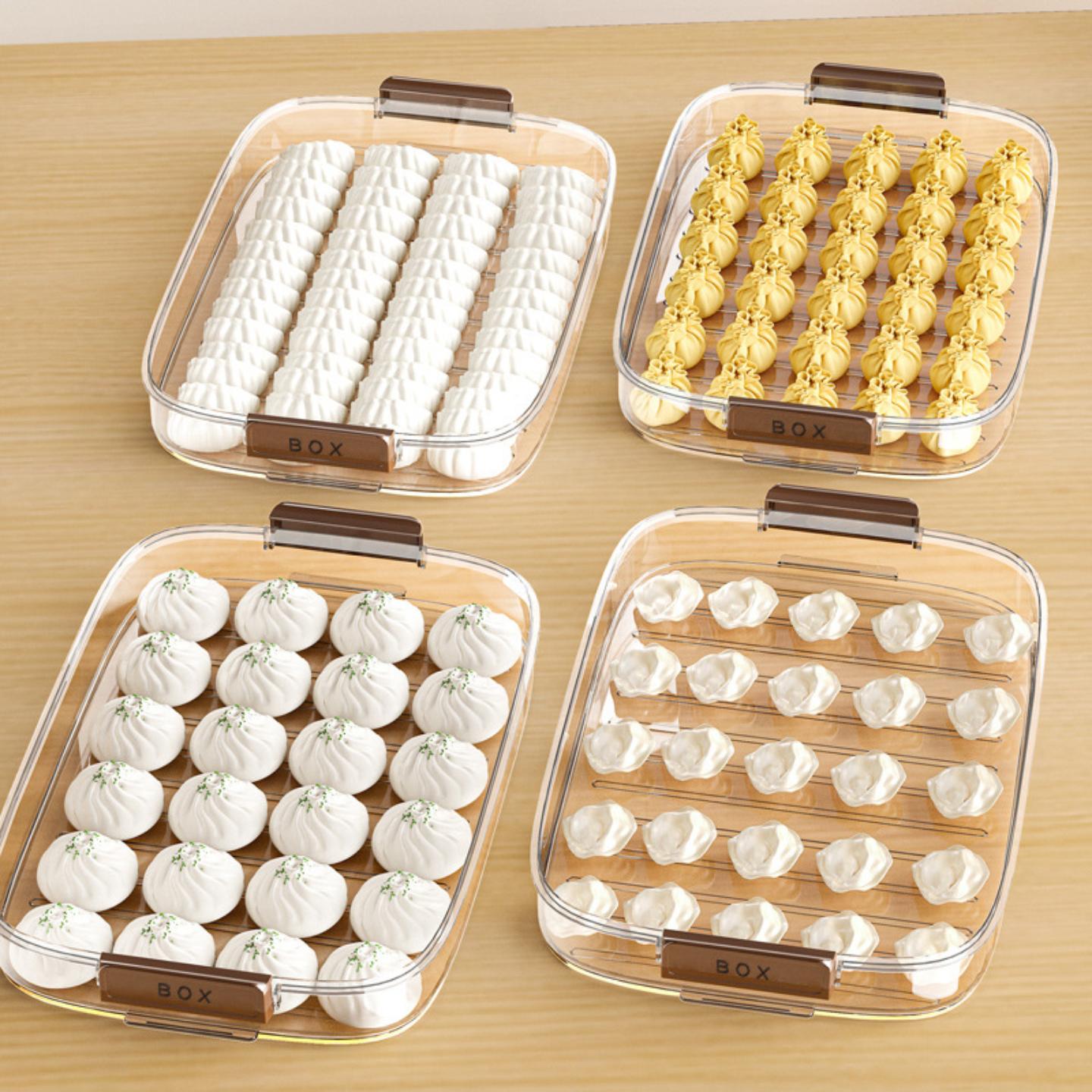 饺子盒冻饺子多层冰箱食物收纳盒子冷冻混沌盒家用饺子托盘保鲜盒 - 图1