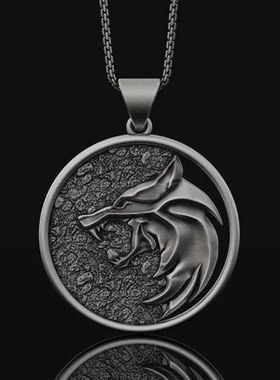 跨境热销狼头项链 猎魔人吊坠Witcher挂件勋章新款欧美饰品项链