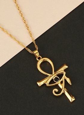 跨境新品配饰 欧美外贸十字架眼睛项链女 恶魔眼睛项链锁骨链饰品