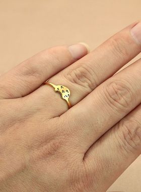 可爱的海洋动物刺猬女性戒指不锈钢迷笛手指戒指