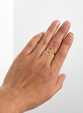 不锈钢音符戒指毕业礼物 爱心音符戒指指环饰品