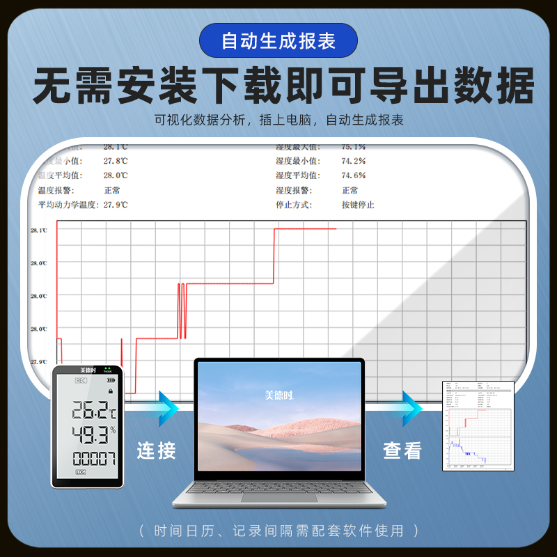 美德时蓝牙温湿度计实时监控记录仪冷链传感器生鲜工业远程温度表