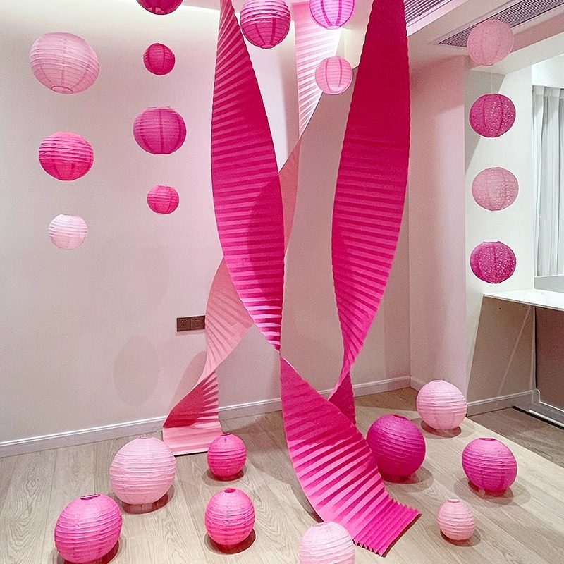 结婚新娘折纸火龙果色晨袍背景墙装饰套装折纸拉花婚房装扮用品,淘宝优惠券,粉丝福利购,淘宝优惠卷