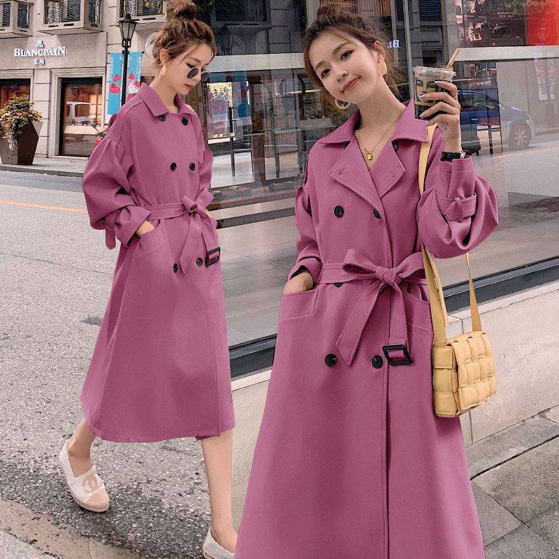 女中长款2020新款秋装韩版宽松风衣 蓝海奕诺风衣