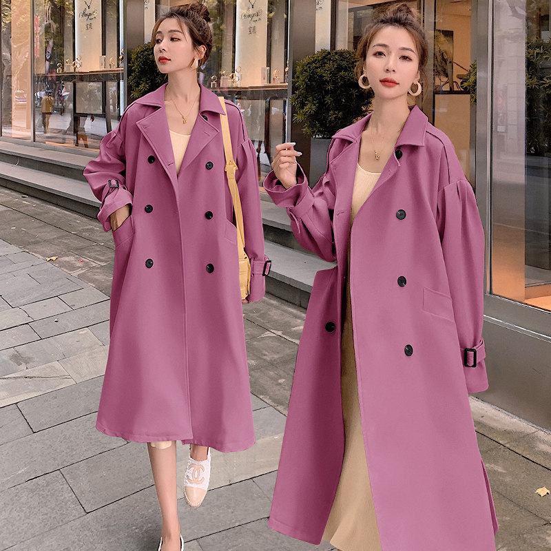 女中长款2020新款秋装韩版宽松风衣 蓝海奕诺风衣