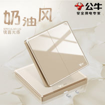 Bull Mirror Cream Wind Switch Socket Panel Flagship Home Five Holes 86 Type Wall Concealed G62 Rose Gold