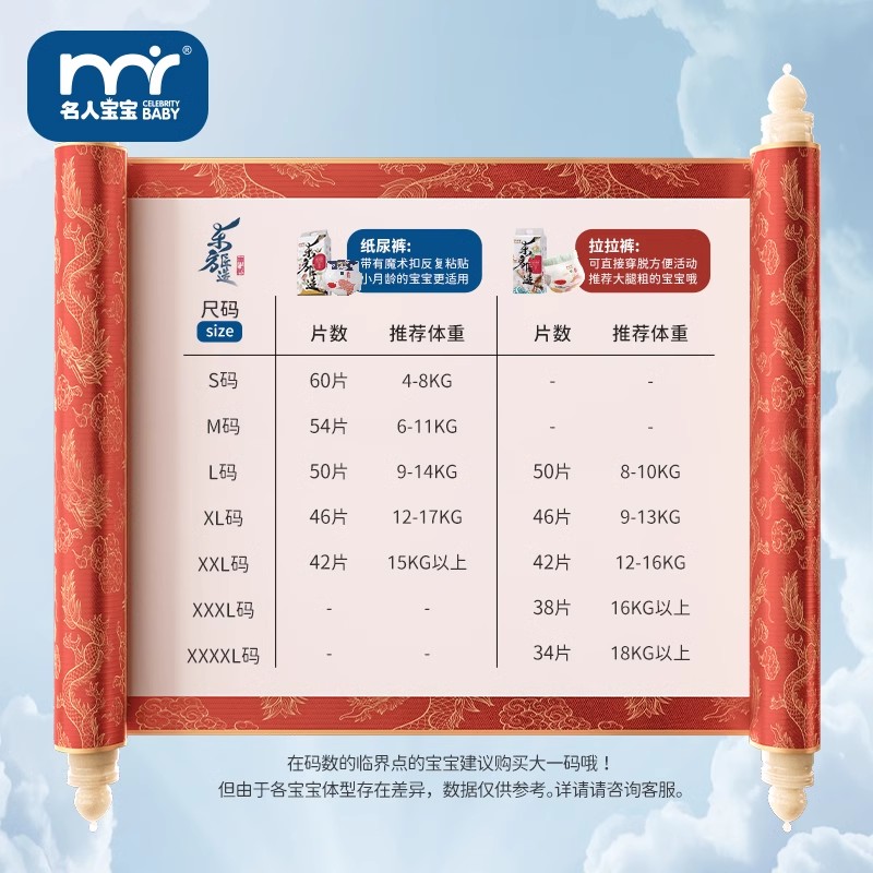 名人宝宝东方匠造婴儿专用拉拉纸尿裤尿不湿体验试用装裸感薄5片