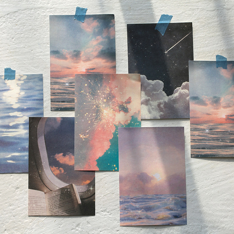 信的恋人 流浪星辰便签本 ins风景文艺黄昏天空大海diy手帐素材纸,淘宝优惠券,粉丝福利购,淘宝优惠卷