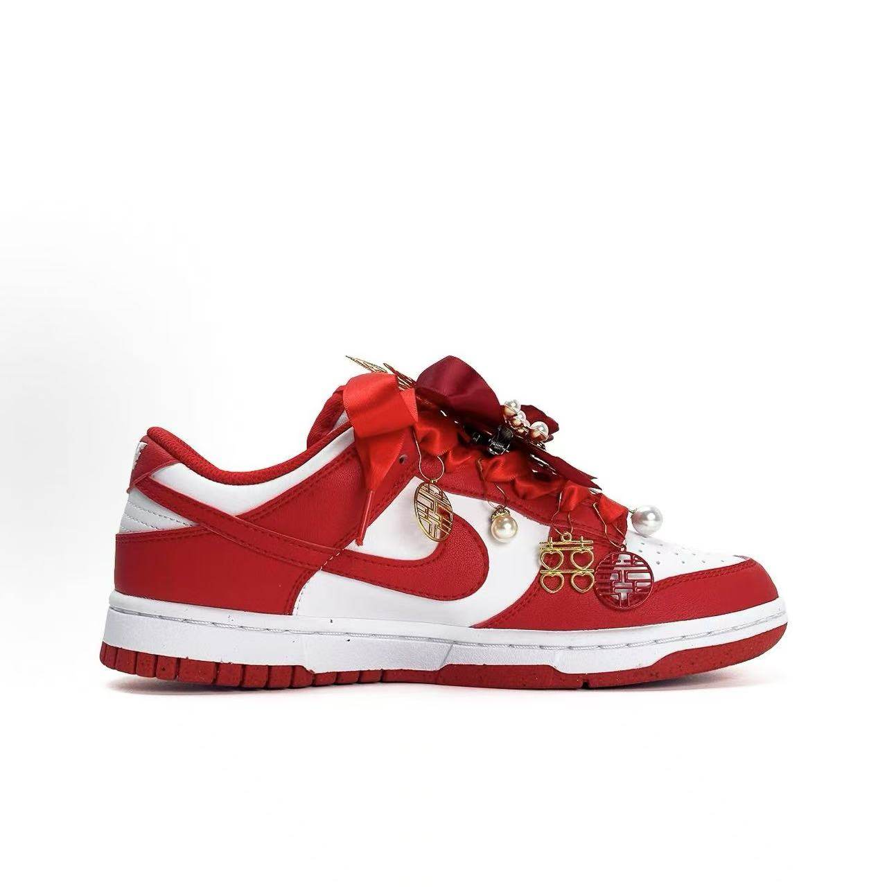 定制球鞋Nike Dunk 婚鞋 秀禾 国风 吉祥喜庆 男女同款低帮板鞋,淘宝优惠券,粉丝福利购,淘宝优惠卷