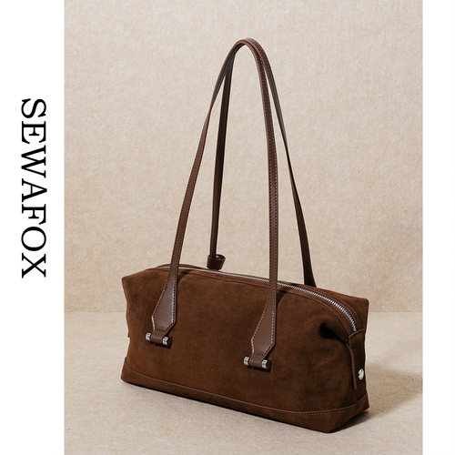 通勤磨砂牛皮枕头包2026春夏新款大容量波斯顿手提包复古单肩女包 - 图0