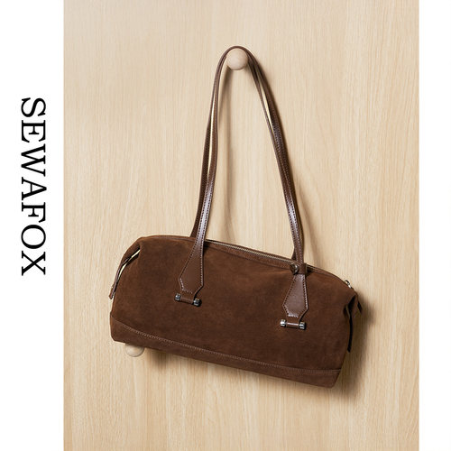 通勤磨砂牛皮枕头包2026春夏新款大容量波斯顿手提包复古单肩女包 - 图1