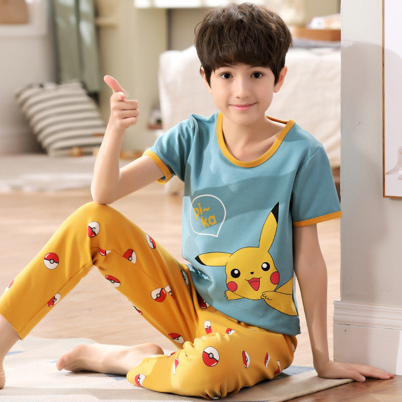 青少年夏季纯棉短袖长裤中大睡衣 jianabear加拿熊内衣旗舰睡衣/家居服套装