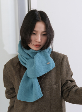 简约平板针织100%绵羊毛围巾女