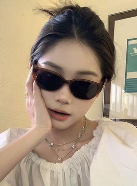 时尚红色小猫眼防晒偏光墨镜女