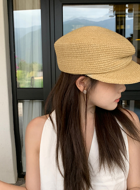小众时尚草帽女夏季草编贝雷帽