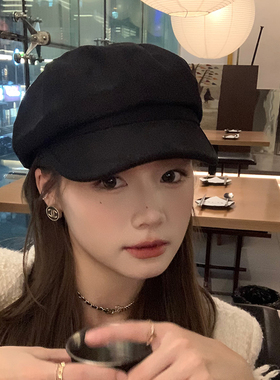 日系复古八角帽女秋冬贝雷帽显瘦