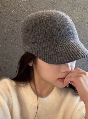 赵露思同款针织鸭舌帽秋冬马术帽
