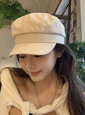 法式气质时尚平顶报童帽子女秋季