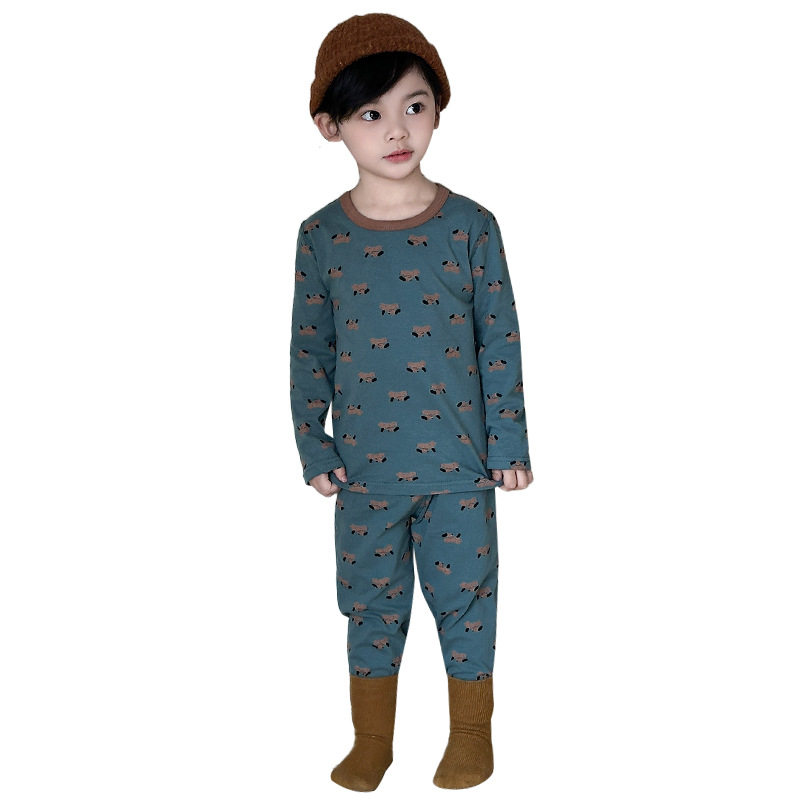 10A Antibacterial Autumn and Winter New Children's Boneless Underwear Set Lycra Autumn Clothing for Boys and Girls at Home Clothing