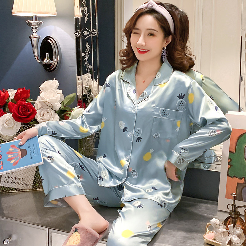夏季丝绸长袖彷性感长裤丝质夏睡衣 cdmp睡衣/家居服套装