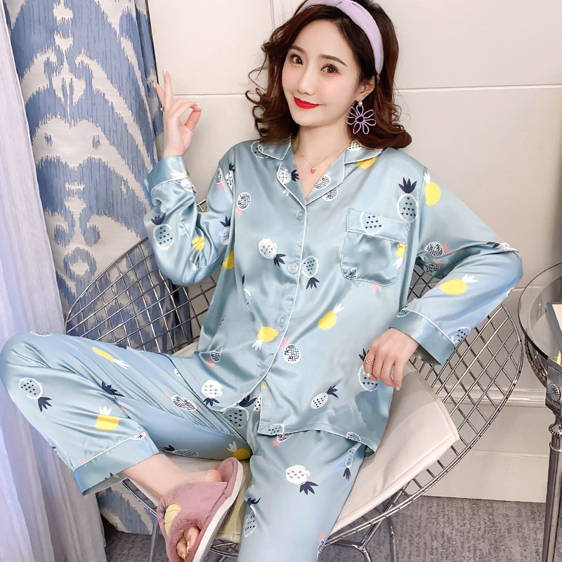 夏季丝绸长袖彷性感长裤丝质夏睡衣 cdmp睡衣/家居服套装