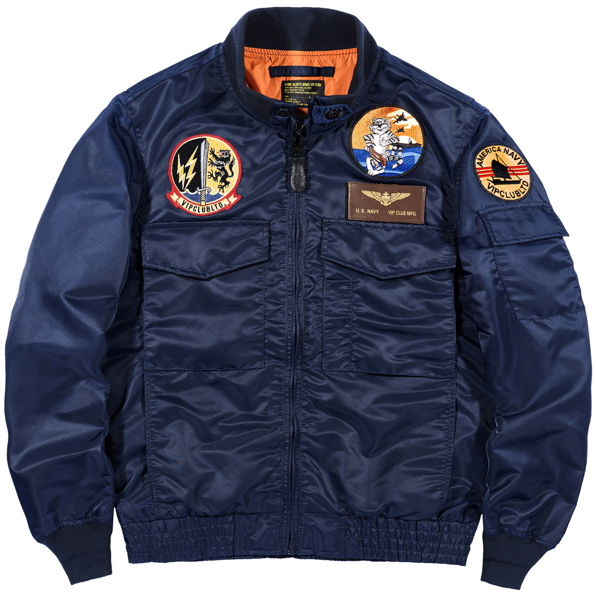VIP立领ma1飞行员夹克男大码宽松工装外套春秋薄款刺绣飞行服潮牌_虎窝淘