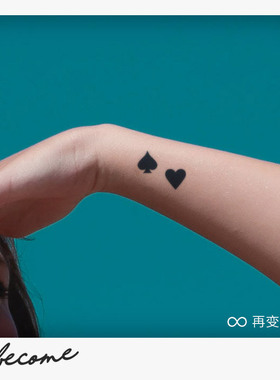 再变草本纹身贴扑克符号防水