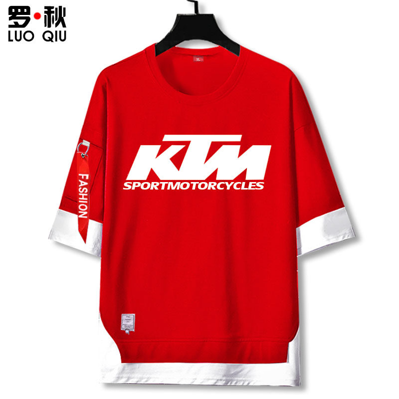 ktm越野机车周边假两件t恤衫摩托 罗秋T恤