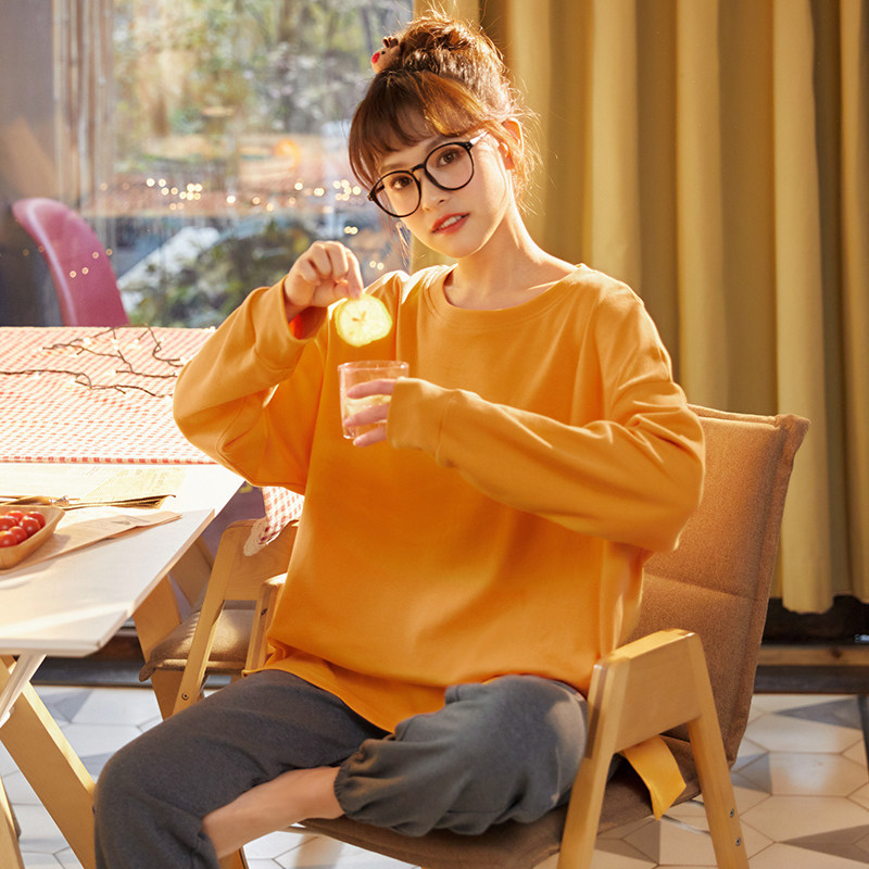 春秋季纯棉长袖可爱日系可外穿睡衣 恬穗睡衣/家居服套装