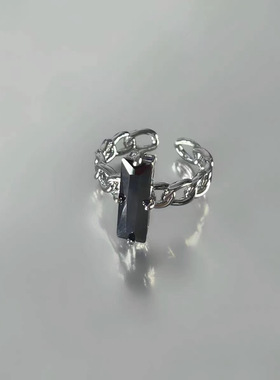 欧美复古暗黑系朋克设计感几何宝石性感个性 均码开口可调节戒指