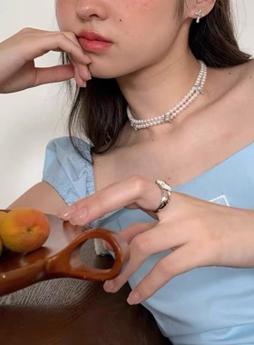 少年的祈祷/ 小众原创感十字架珍珠颈链项链锁骨链颈饰