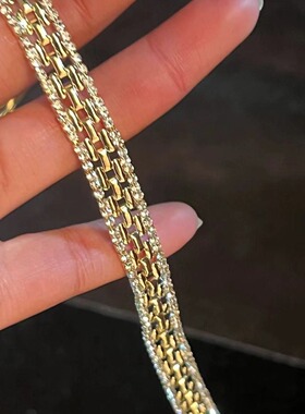 2025年港风复古金属冷淡风超水钻编织颈链choker小众轻奢项圈G