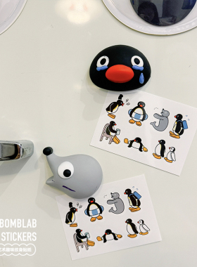smokebomb插图 pingu企鹅日常 逗趣可爱纹身贴纸