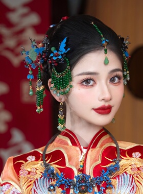 2025新款中式新娘头饰秀禾服龙凤褂汉服古风发饰古装婚礼结婚饰品