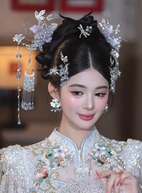 2025新款中式新娘头饰秀禾服龙凤褂汉服发饰古装结婚婚礼古风饰品