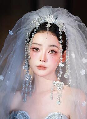 日韩奢华水晶水钻皇冠发饰新娘跟妆婚纱礼服旅拍时尚头饰结婚饰品
