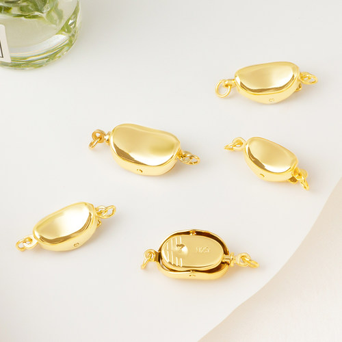 镀18k金穿珍珠项链扣头配件手链元宝扣DIY豌豆扣连接扣专用线材料 - 图3